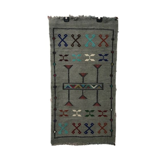 Handmade Other - Hand Knotted Chenille Rug Geometric Patterns Soft/ Clean! 21.5" x 41"